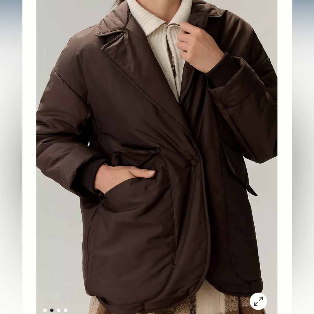 NWT Maeve for Anthropologie Brown Cocoon Puff Blazer Jacket - Picture 2 of 8